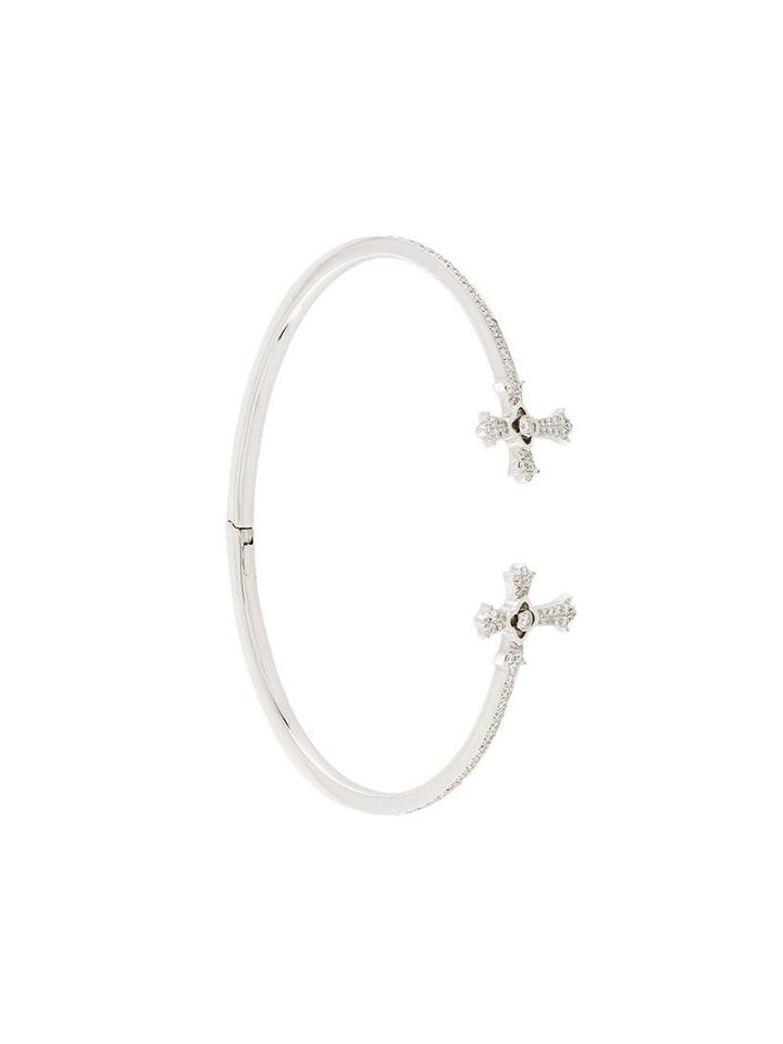 Elise Dray Diamond Twin Cross Bracelet, Women's, Metallic