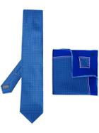 Canali Printed Tie And Pocket Square Set - Blue