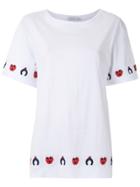 Isolda Embroidered Aqua T-shirt - White