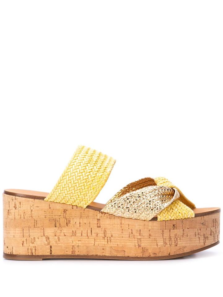 Casadei Crossover Strap Platform Sandals - Yellow