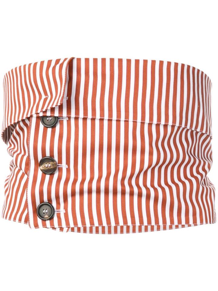 Plan C Striped Corset Jacket - Brown