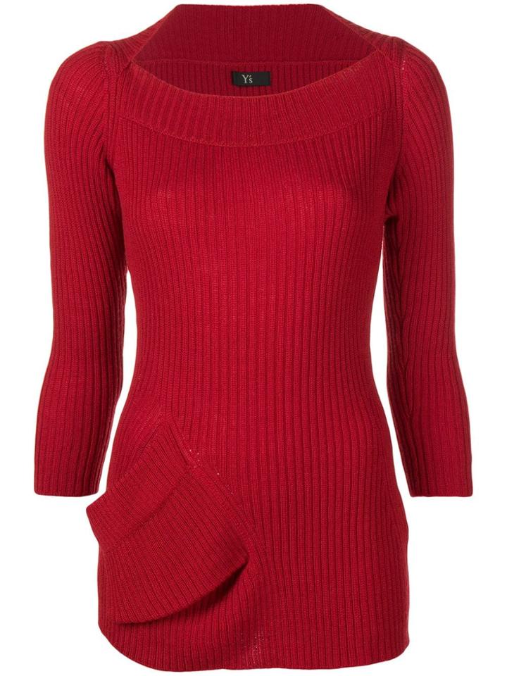 Y's Scoop Neck Sweater - Red