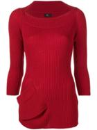 Y's Scoop Neck Sweater - Red