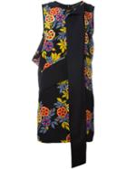 Msgm Floral Print Dress, Women's, Size: 40, Black, Silk/polyester