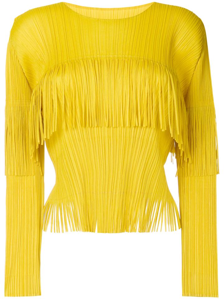 Pleats Please By Issey Miyake Pleated Fringe Top - Yellow & Orange