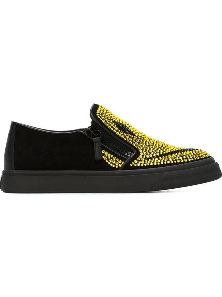 Giuseppe Zanotti Design Smiley Glitter Slip-on Sneakers