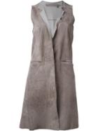 Salvatore Santoro Sleeveless Jacket, Women's, Size: 40, Grey, Nappa Leather