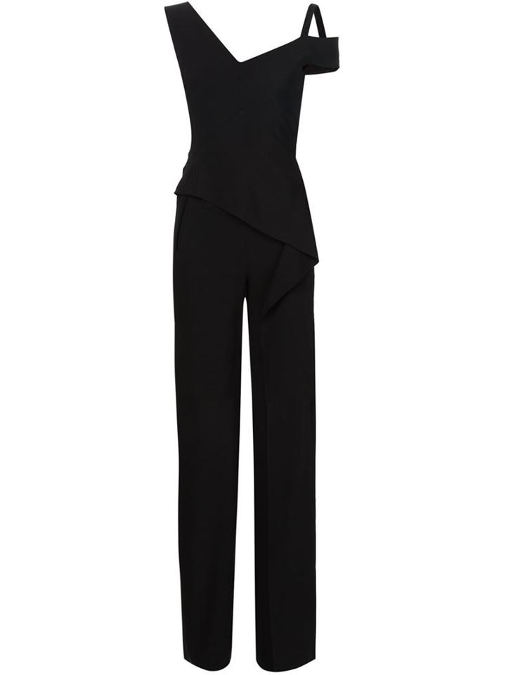 Roland Mouret Tilson Ruffled Jumpsuit, Women's, Size: 8, Black, Silk/spandex/elastane/viscose