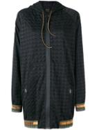 Mr & Mrs Italy Geometric Embossed Longline Hoodie - Black