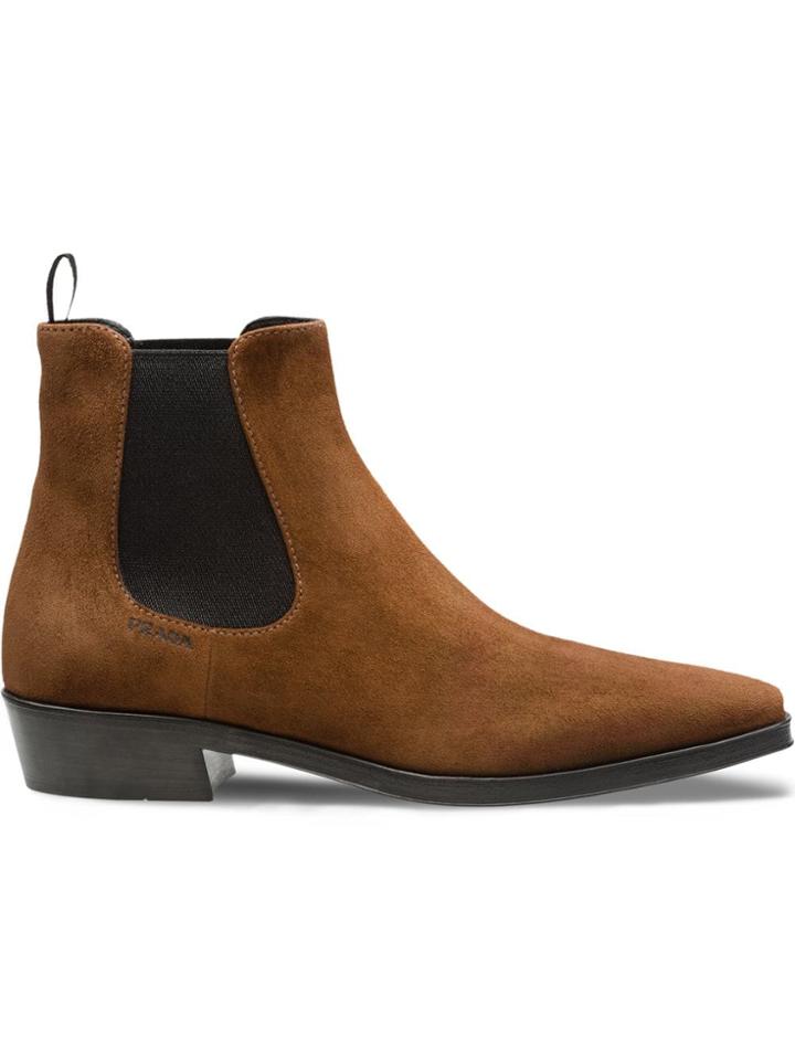 Prada Suede Booties - Brown