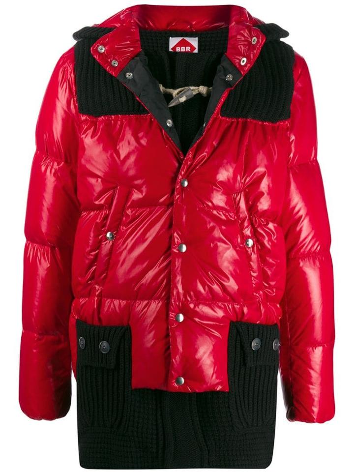 Bark Ribbed Padded Coat - Red