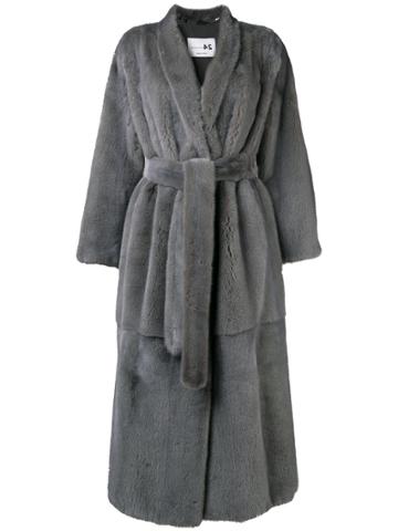 Manzoni 24 Tie Waist Fur Coat - Grey