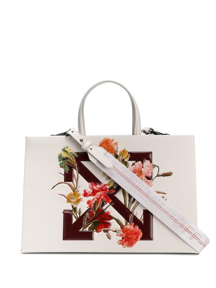 Off-white Diagonal Arrows Floral Print Tote