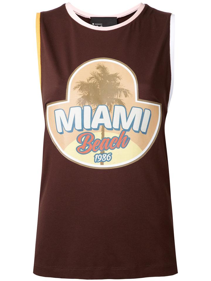 N Duo Graphic Print Vest Top, Women's, Size: 36, Brown, Cotton