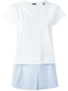 Jil Sander Navy Striped Shirt Hem T-shirt, Women's, Size: S, White, Cotton