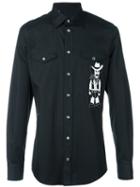 Dolce & Gabbana Cowboy Patch Shirt, Men's, Size: 42, Black, Viscose/cotton