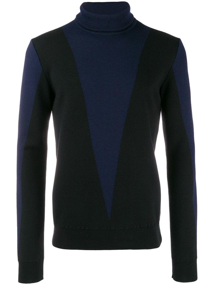 Balmain Pull Col Roule Avec Faux V Profond - Blue