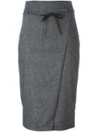 Brunello Cucinelli Belted Pencil Skirt, Women's, Size: 44, Black, Polyester/spandex/elastane/acetate/virgin Wool
