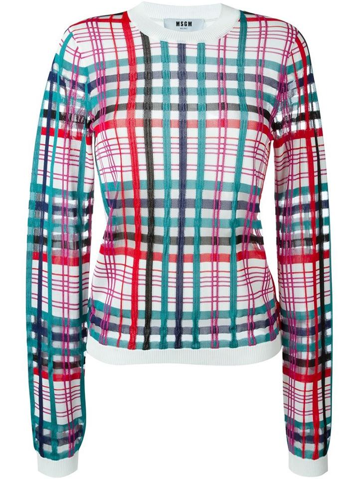 Msgm Checked Sheer Sweater