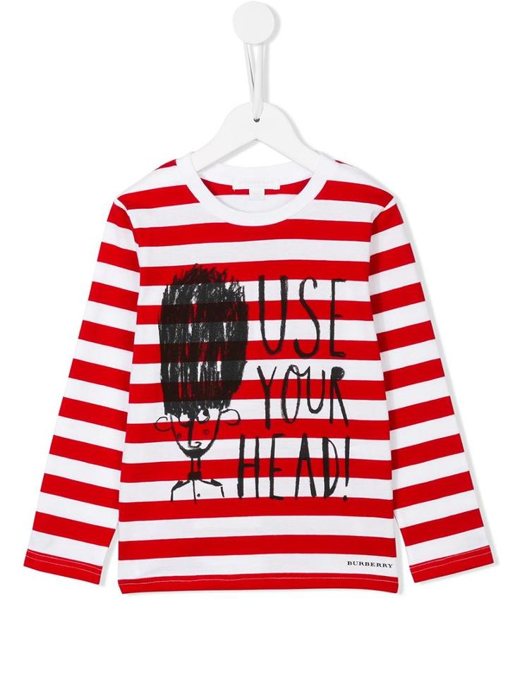 Burberry Kids Use Your Head Printed Top, Boy's, Size: 8 Yrs, Red