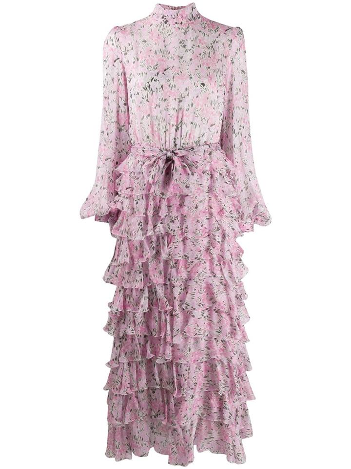 Giambattista Valli Tiered Floral Print Dress - Pink