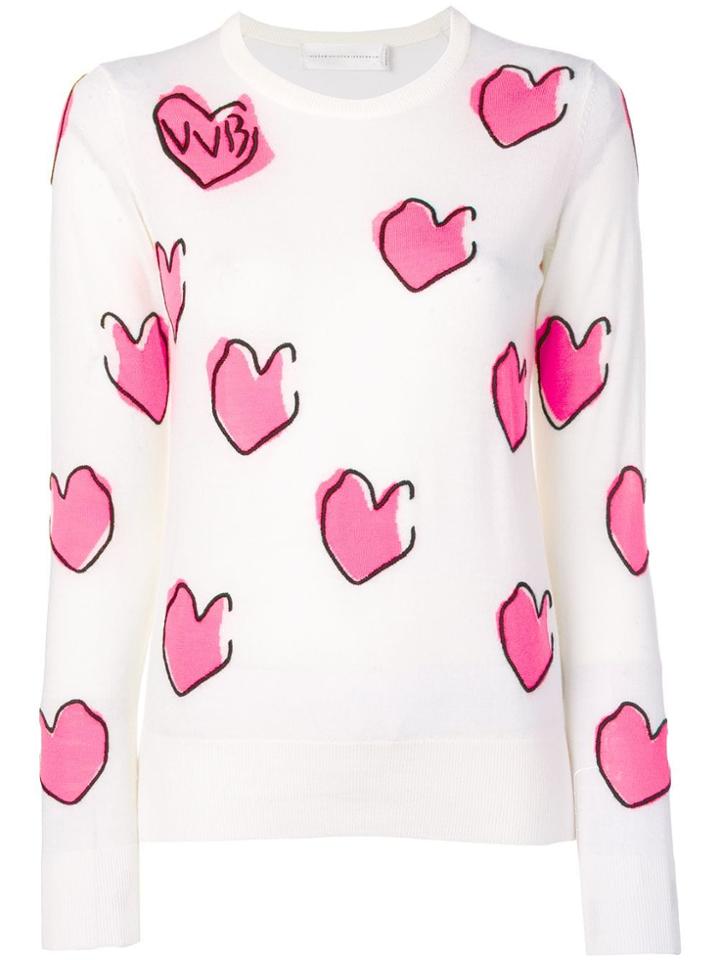 Victoria Victoria Beckham Heart Print Knit Sweater - White