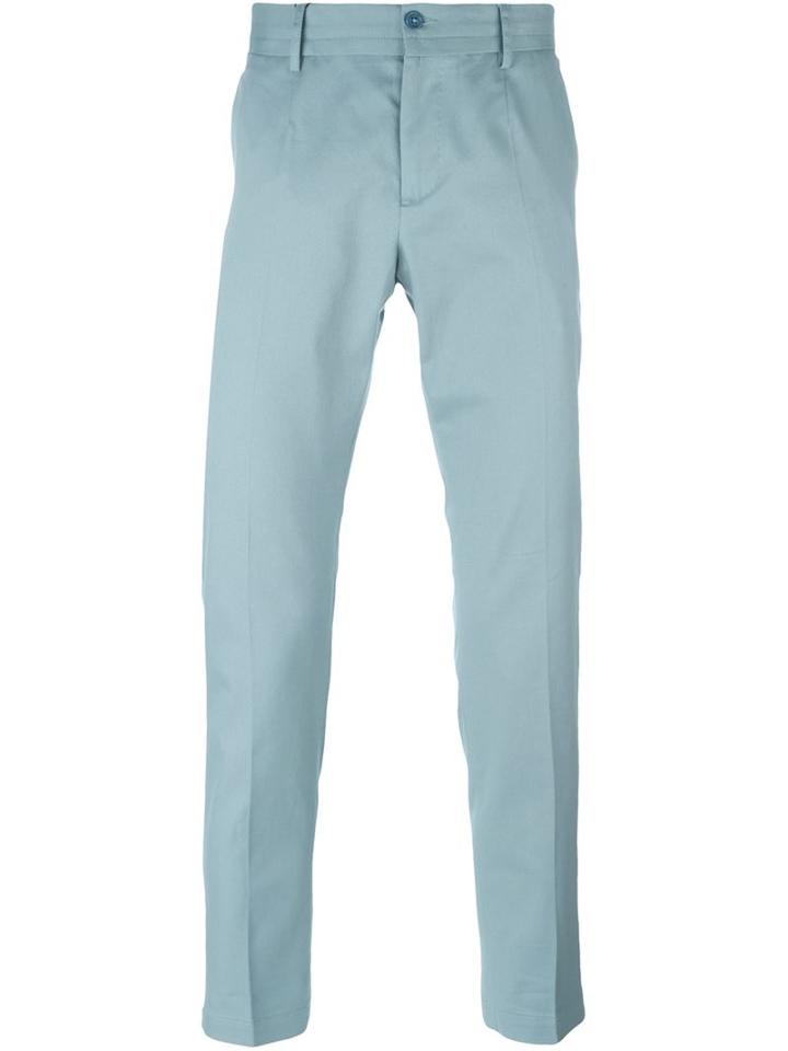 Dolce & Gabbana Classic Chinos, Men's, Size: 46, Blue, Cotton/spandex/elastane