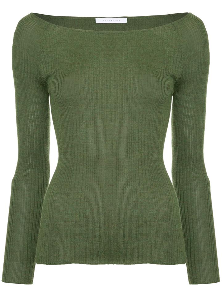 Estnation Ribbed Bateau Sweater - Green