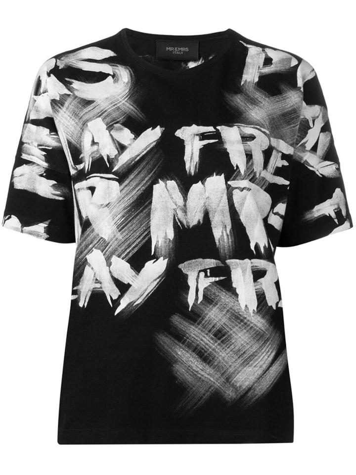 Mr & Mrs Italy Graffiti Print T-shirt - Black