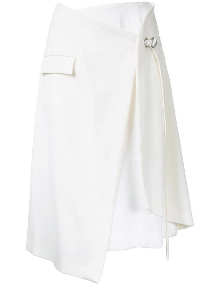 Taro Horiuchi Layered Wrap Skirt, Women's, White, Polyester/rayon/wool/polyethylene