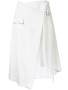 Taro Horiuchi Layered Wrap Skirt, Women's, White, Polyester/rayon/wool/polyethylene