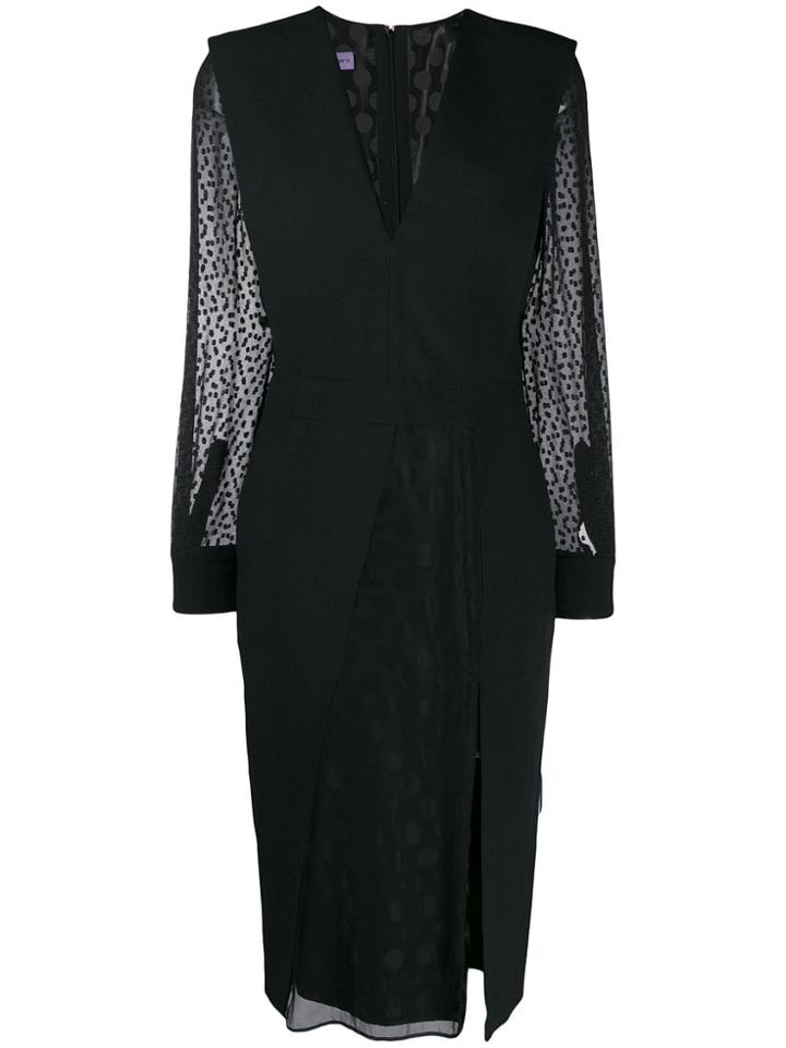 Emanuel Ungaro Pre-owned 1990's Sheer Sleeves Slit Dress - Black