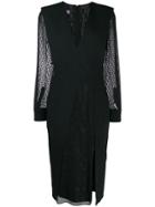 Emanuel Ungaro Pre-owned 1990's Sheer Sleeves Slit Dress - Black