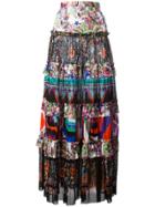 Roberto Cavalli Enchanted Garden Tiered Maxi Skirt - Multicolour