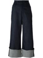 Diesel Black Gold Cropped Wide Leg Jeans, Women's, Size: 26, Blue, Cotton/polyester/spandex/elastane