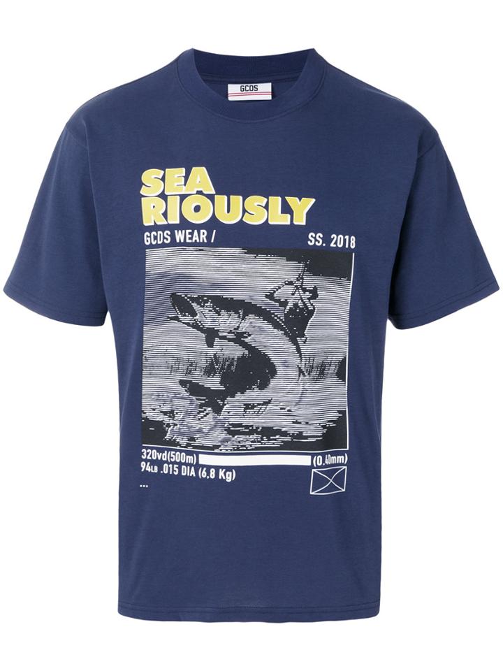 Gcds Print Short-sleeve T-shirt - Blue