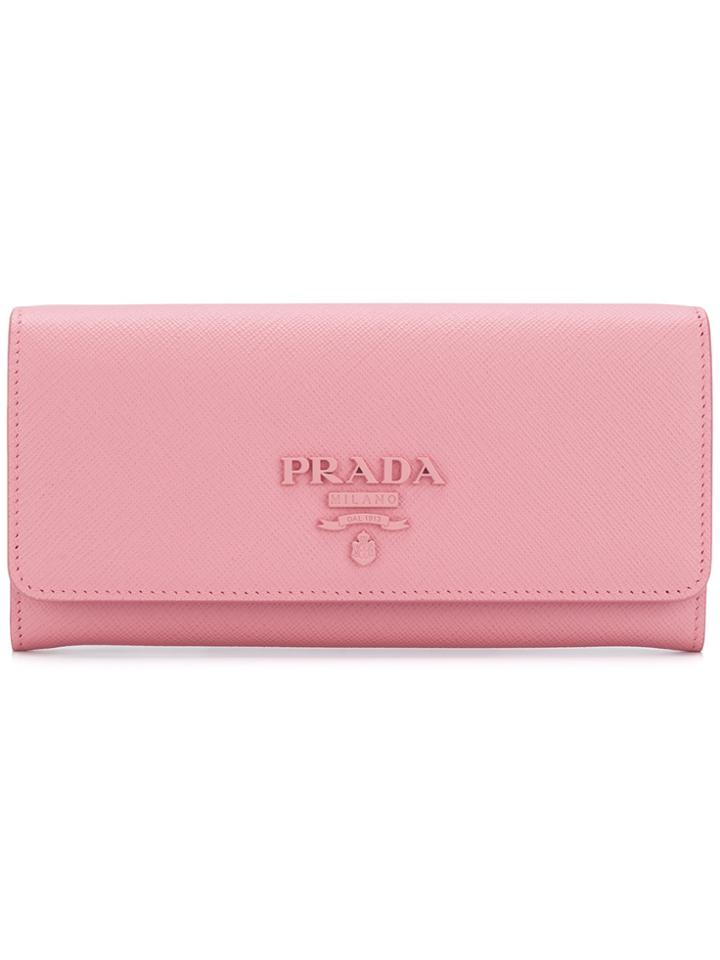 Prada Saffiano Logo Wallet - Pink & Purple