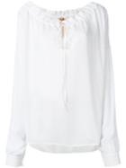 No21 - Drawstring Blouse - Women - Silk/acetate - 42, White, Silk/acetate