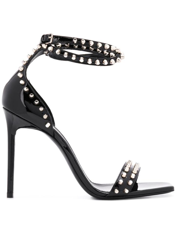 Saint Laurent Studded Open Toe Sandals - Black