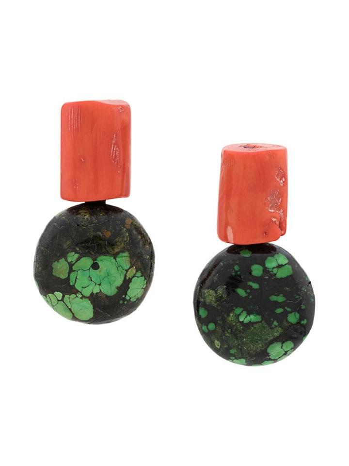 Monies Geometric Stone Earrings - Orange