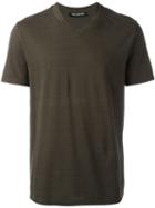 Neil Barrett Double V-neck T-shirt, Men's, Size: Medium, Green, Cotton