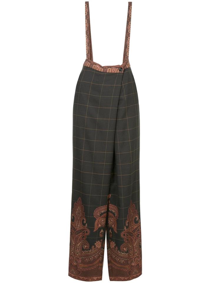 Muller Of Yoshiokubo Printed Wrap Dungaree Trousers - Blue