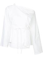 Taylor One Shoulder Fitted Waist Blouse - White