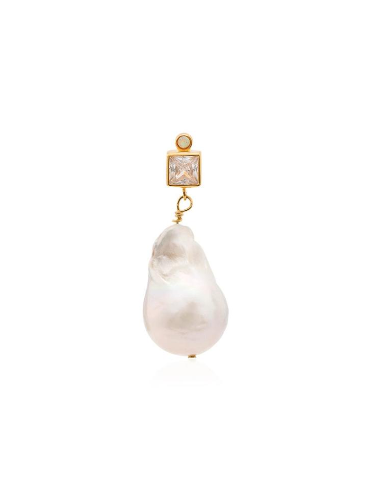 Anni Lu Gemstone And Pearl Drop Earring - White