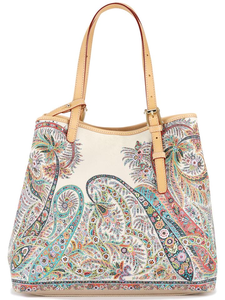 Etro Paisley Print Tote Bag, Women's, Calf Leather