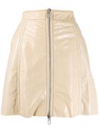Drome Zipped Leather A-line Skirt - Neutrals