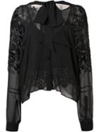 Loyd/ford Embellished Sleeves Sheer Blouse, Women's, Size: 2, Black, Silk