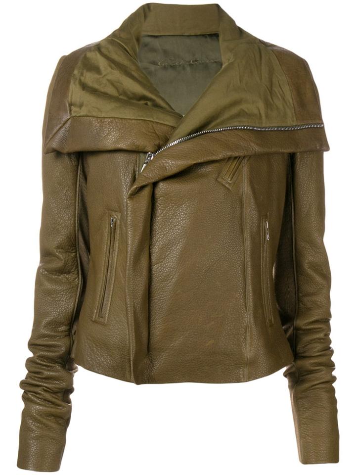 Rick Owens Zipped Biker Jacket - Green