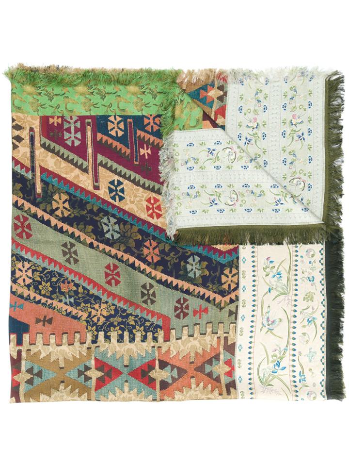 Pierre-louis Mascia Printed Scarf With Frayed Edges - Multicolour