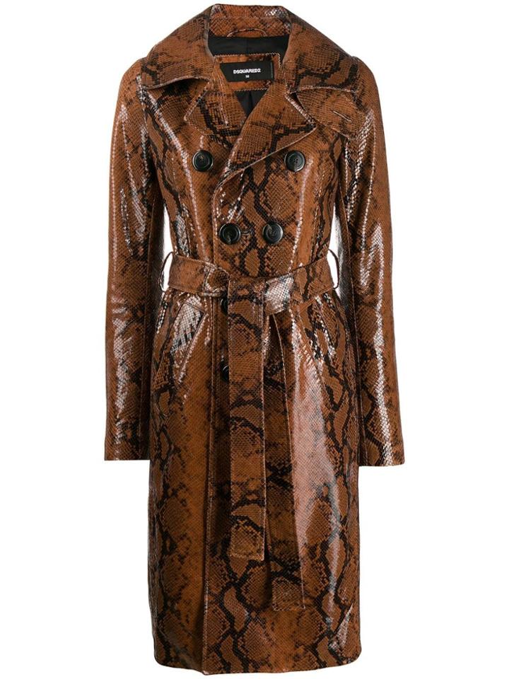 Dsquared2 Snakeskin Effect Coat - Brown